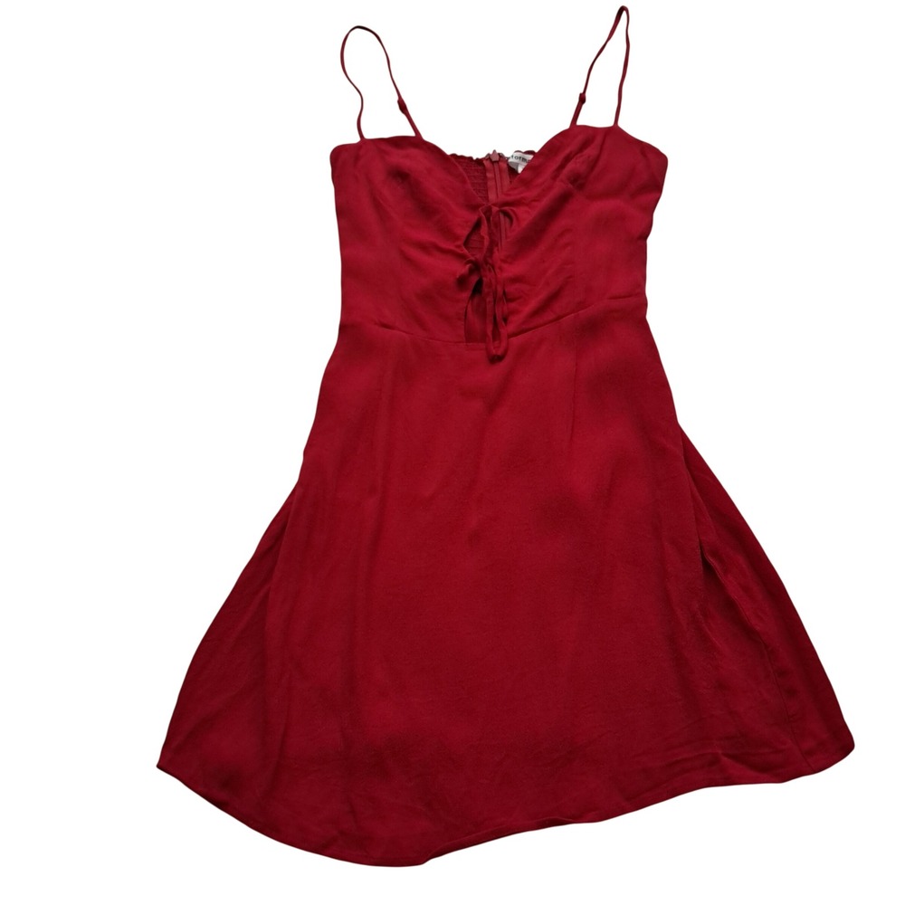 Reformation Mini Dress Womens 2‎ Red Tie Front Smocked Back Feminine Sexy Date